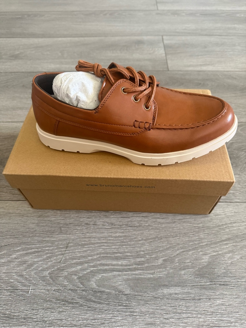 Men's Premium Tan Leather Slip-On Boat Shoe